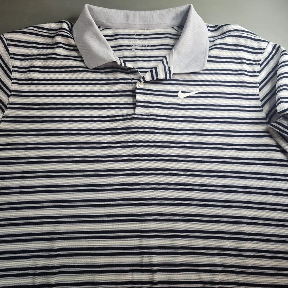 Nike‎ Mens Mesh Standard Fit Short Sleeve Shirt Size XL Striped White